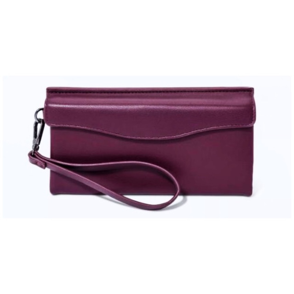NWT : A New Day : casual burgundy faux leather wristlet clutch wallet purse